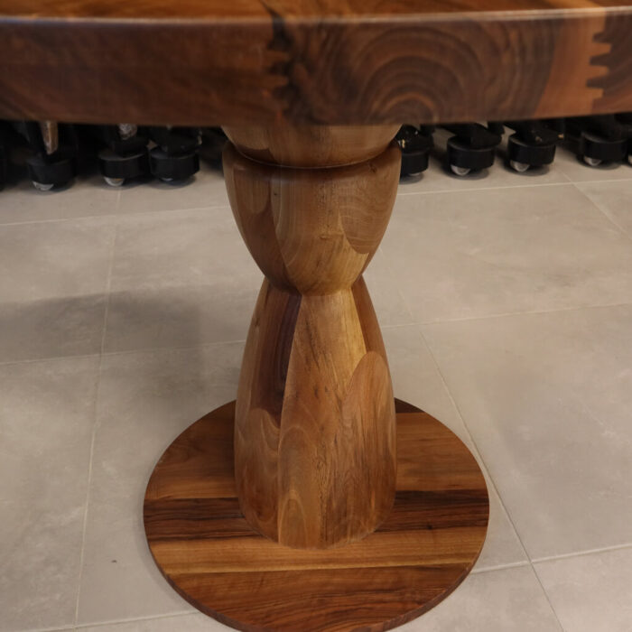 Masif Ceviz 107 cm Yuvarlak Tabla Düz Kenar Yemek Masası