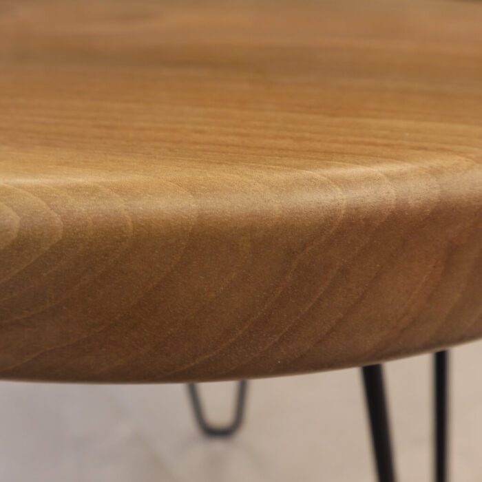 Masif Ceviz 48 cm Oval Kenar Yuvarlak Sehpa - Bükümlü Firkete Ayak