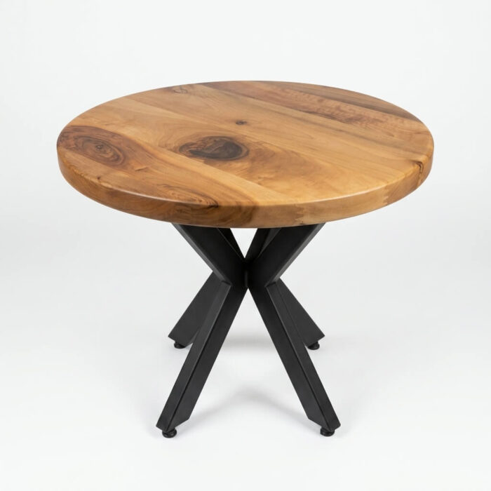 Masif Ceviz 64 cm Oval Kenar Yuvarlak Sehpa - Simetri Ayak