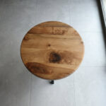 Masif Ceviz 64 cm Oval Kenar Yuvarlak Sehpa - Simetri Ayak
