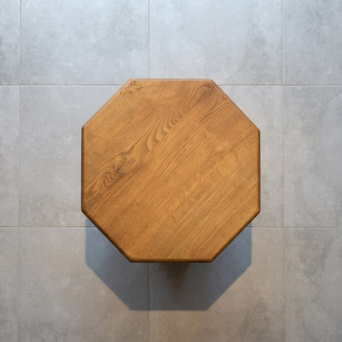 Masif Kayın Sekizgen Tabla Fiskos Sehpa 55x66 cm
